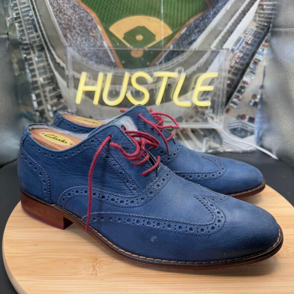 Cole Haan Blue Leather Wingtip Oxfords Men's 8M #C10558